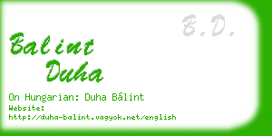 balint duha business card