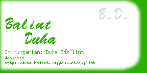 balint duha business card